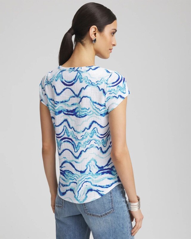 Ocean Waves Cap Sleeve Dolman Tee - image 3